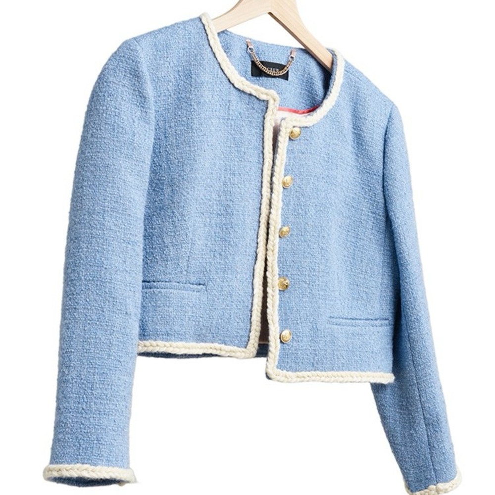 J. Crew Louisa Lady Jacket in Maritime Tweed Pale Seascape 00